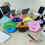 GỐI KÊ CỔ CÓ MŨ TRÙM ĐẦU 2 TRONG 1 THÊU HOẠT HÌNH NGHỘ NGHĨNH